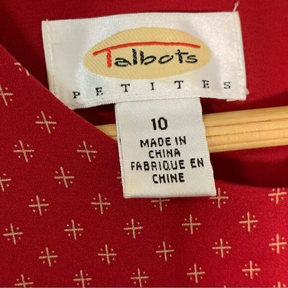 Talbots 2 Pcs Silk Pant & Tank Set Size 10P Red and Gold - Picture 3 of 10